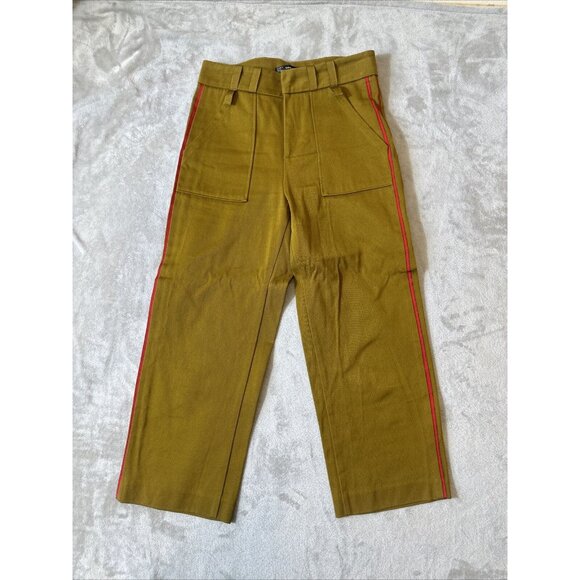 Zara Pants - Women’s Zara Trafaluc Pants Wide Leg Cropped Golden Mustard Taped Size small